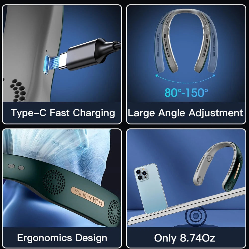 Portable Bladeless 360° Cooling Neck Fan